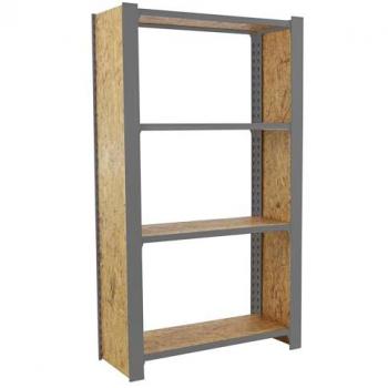 Estantería Oficina Simonrack Officlick 1500x800x300 mm, 4 Alturas, Madera OSB, Estilo Industrial, Gris/OSB