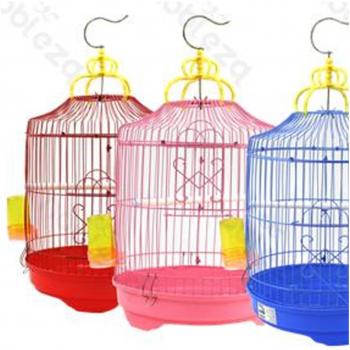 Jaula Cilíndrica Completa con Accesorios para Canarios, Pájaros y Loros