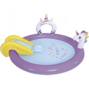Piscina Hinchable Unicorn Spray Pool Jilong 51001 con diseño de unicornio, capacidad para varias personas, fabricada en PVC resistente, incluye rociador de agua, fácil de inflar y desinflar, ideal para uso