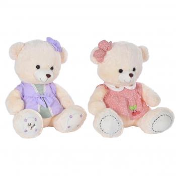 Conjunto de Dos Osos de Peluche Pastel - Ideal para Decorar Habitaciones Infantiles en Tonos Rosa, Lila y Beige