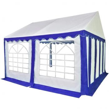 vidaXL Carpa de Jardín de PVC 3x4m Azul y Blanco Pabellón Cenador de Exterior