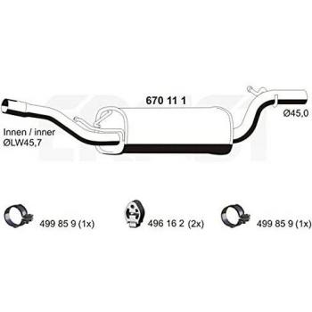 Silenciador Intermedio ERNST 670111 para MAZDA Z615-40-300A