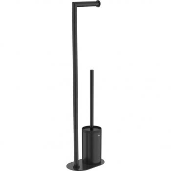 Escobillero de suelo con portarrollos Roca Hotels Round Negro Mate