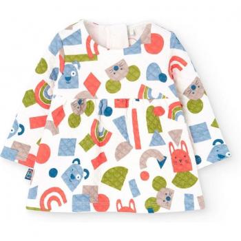 Vestido de bebé niña estampado de manga larga Boboli