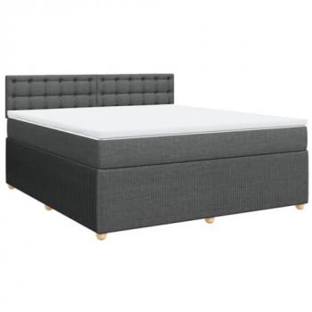 Cama box spring con colchón tela gris oscuro 180x200 cm