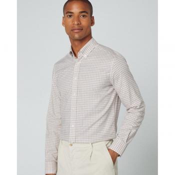 Camisa Brushed Gingham taupe Hackett London