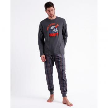 Pijama de Hombre Manga Larga Goofy Squares gris con Estampado Divertido