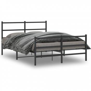 Estructura de cama con cabecero y estribo metal negro 135x190 cm