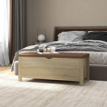 Sonoma Oak Storage Bench with Cushion 105x40x45 cm Engineered Wood
