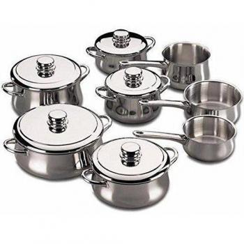 Fagor - Bateria De Cocina Silver, 13 Piezas, Inox, 5 Cacerolas, 2 Cazos, 1 Pote, 5 Tapas Inox