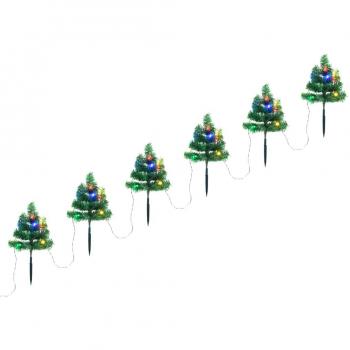 Árboles de Navidad para caminos 6 uds PVC 45 LED multicolor vidaXL