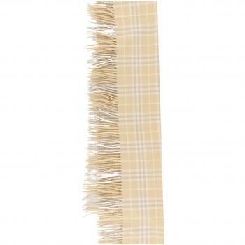 Burberry Women's Check Cashmere Fringed Scarf in Beige | 8079990, Cashmere scarf, unisex, Beige, Size: ONE SIZE
