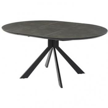 Mesa de comedor extensible CLARA - 4 a 6 comensales - Cerámica y Metal - Antracita