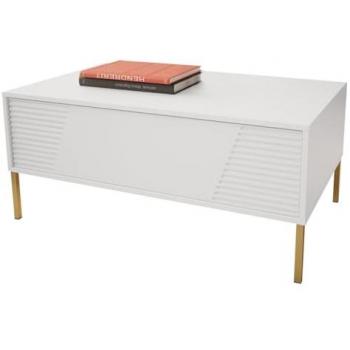 Mesa de Centro Angular Merced L104, Aglomerado Laminado, Blanco, 100 x 60 x 46 cm