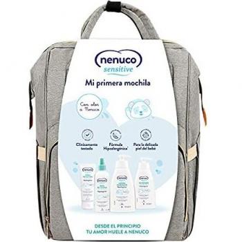 Nenuco Sensitive - Set higiene bebé con mochila multiusos, contiene agua de colonia, gel de baño, loción y crema para la zona del pañal - 4 productos