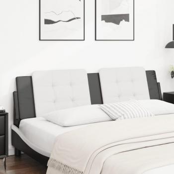 Cabecero de cama acolchado en cuero sintético negro y blanco de 180 cm Vidaxl