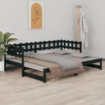 Sofá cama extraíble negro 2x(90x200) cm madera maciza de pino