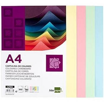 Cartulina A4 180g/m2 4 colores surtidos