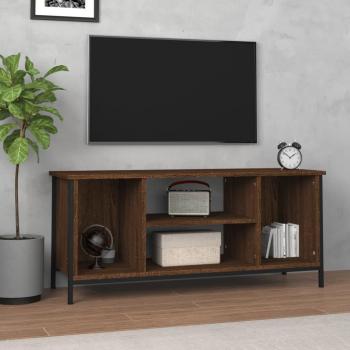 Mueble para TV de madera contrachapada en color roble marrón, dimensiones 102x35x45 cm, ideal para salón