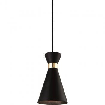 Lámpara colgante de techo Ohio Brass 1 bombilla 21cm, diseño negro y latón, casquillo E27