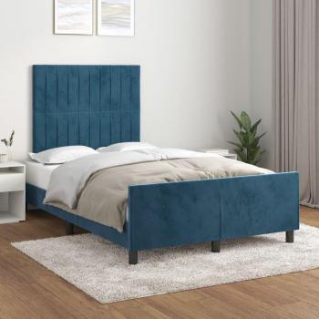Estructura cama con cabecero terciopelo azul oscuro 120x200cm Vidaxl Azul