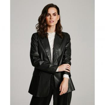 Blazer encerada manga larga de mujer - Negro
