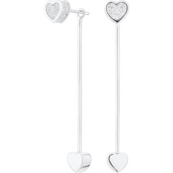 Pendientes Cube de plata con motivo de corazón y circonitas