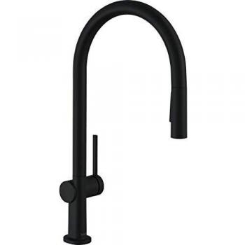 hansgrohe Talis M54 Grifo monomando de cocina 210, ducha extraíble, 2 tipos de chorro, negro mate, 72800670