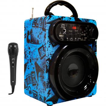 Altavoz Karaoke Reproductor con Micrófono 15W Radio FM Portátil Inalámbrico USB TF Card Recargable con Mando