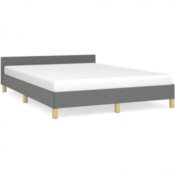 vidaXL Dark Grey Fabric Full Bed Frame with Headboard 137x190cm