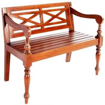 vidaXL Batavia Bench 98 cm Solid Mahogany Wood Dark Brown