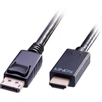 Lindy 36920 Cable Adaptador de Vídeo DisplayPort a HDMI, 0.5m, Tipo A Estándar, Negro