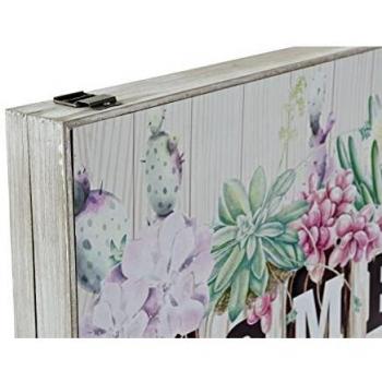 Armario de Llaves Decorativo DKD Home Decor Flores de Madera MDF Multicolor (2 Pcs) 46 x 6 x 32 cm