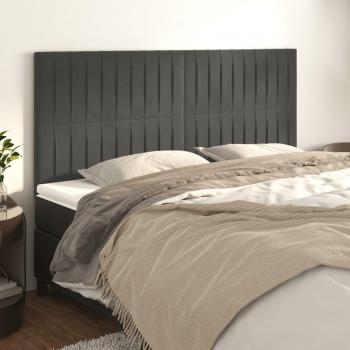 Cabeceros de terciopelo gris oscuro 4 unidades 80x5x78/88 cm