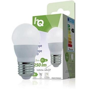 Bombilla LED Mini Globo E27, 3.4W, Luminosidad 250 lm, Temperatura de Color 2700 K, Bajo Consumo HQ