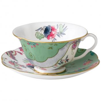 Wedgwood - Cup & Saucer Green Harlequin Butterfly Bloom - Wedgwood Giftware & Tableware