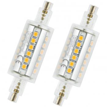 Bombilla LED R7s 78 mm, bombillas de 5 W LED Flood Spot iluminación luz blanca cálida, 3000 K, bombillas de bajo consumo, 500 lm, R7S, intensidad no regulable, forma cilíndrica, 2 unidades