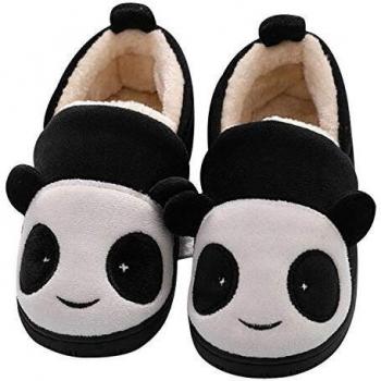 Zapatillas de Estar por Casa para Niños Niñas Invierno Otoño Slippers Casa Interior Caliente Pantuflas Suave Algodón Animados Historieta Zapatos, Panda Negro, 23/24 EU