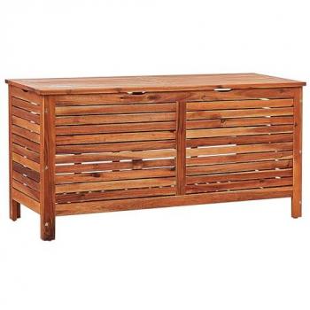 Arcón de Almacenamiento Exterior de Madera de Acacia Oscura 130 x 64 cm con Tapa para Jardín y Terraza