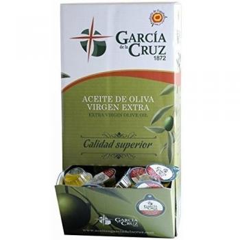 Caja dispensadora con tarrinas Unidosis de Aceite de Oliva Virgen Extra.