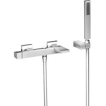 Tres Slim Exclusive Monomando Bañera-Ducha Ducha de Mano Anticalcárea con Soporte Orientable y Flexo Satin