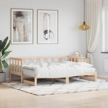 Sofá cama nido de madera maciza de pino 90x190 cm color marrón con cama extraíble