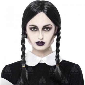 Peluca de Trenzas Negra Estilo Único para Niña Siniestra