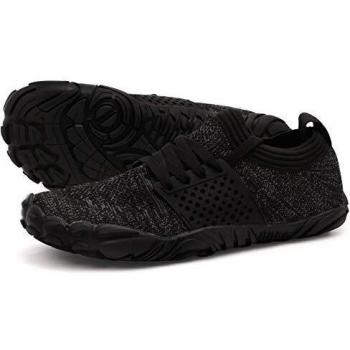 WHITIN Zapatilla Minimalista de Barefoot Trail Running para Mujer Five Fingers Fivefingers Zapato Descalzo Correr Deportivas Fitness Gimnasio Calzado Asfalto Negro Gris 38 EU