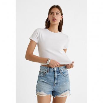 Stradivarius D75 Ripped Denim Shorts - Blue Denim (Size 8 and Size 12)