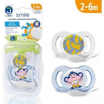 Chupete Ultra Ventilado J Bimbi Smile 2-6 Meses Jungle Mono 2 Piezas