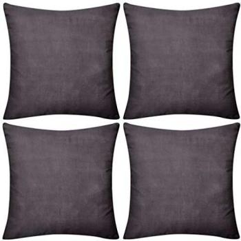 vidaXL 4X Fundas de Cojín de Algodón Gris 40x40 cm Cubierta de Almohada Sofá