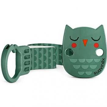 Suavinex, Broche Pinza con Cinta. Cadena para chupete con cinta textil, con diseño a dos caras. +0 Meses