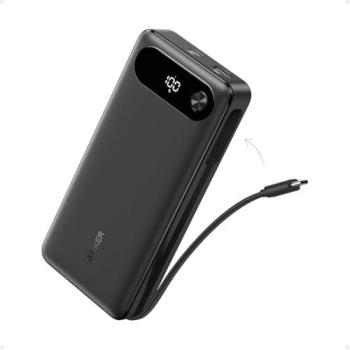Powerbank Anker 20000 mAh 87W con Cable USB-C Integrado Negro