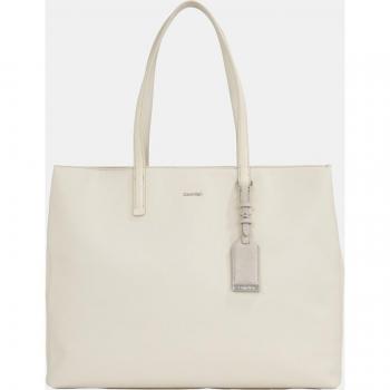 Calvin Klein White Nubuck Shopping Bag, Female, One Size